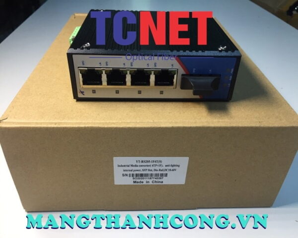 bo chuyen doi cong nghiep wintop yt rs205 1f4t bo chuyen doi quang dien 4 cong 10100base tx 1 cong quang 100base fx single modesc20km gan din nguon dc1875v 1