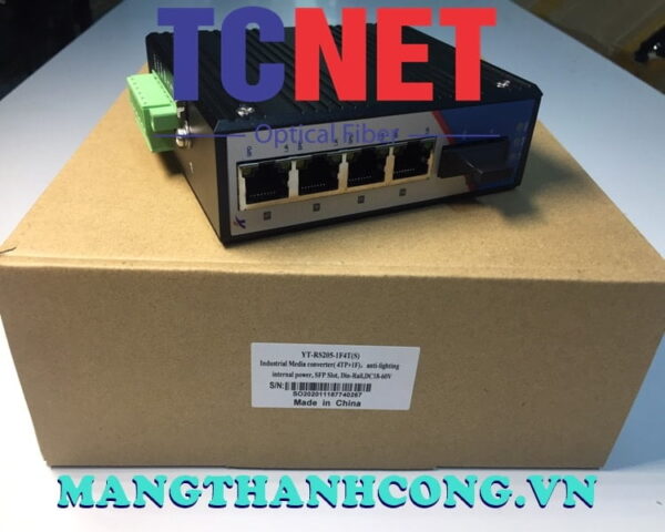 bo chuyen doi cong nghiep wintop yt rs205 1f4t bo chuyen doi quang dien 4 cong 10100base tx 1 cong quang 100base fx single modesc20km gan din nguon dc1875v 2
