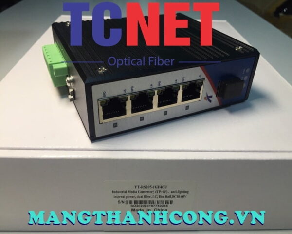 bo chuyen doi cong nghiep wintop yt rs205 1gf4gt bo chuyen doi quang dien 4 cong 101001000base tx 1 cong quang 1000base xsfp gan din nguon dc960v 1