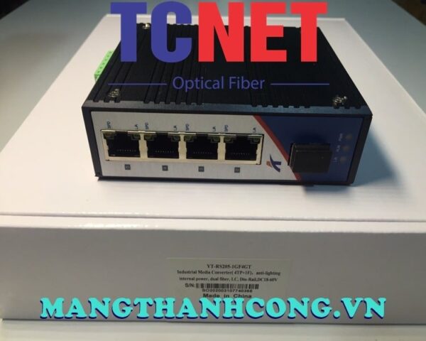 bo chuyen doi cong nghiep wintop yt rs205 1gf4gt bo chuyen doi quang dien 4 cong 101001000base tx 1 cong quang 1000base xsfp gan din nguon dc960v 3