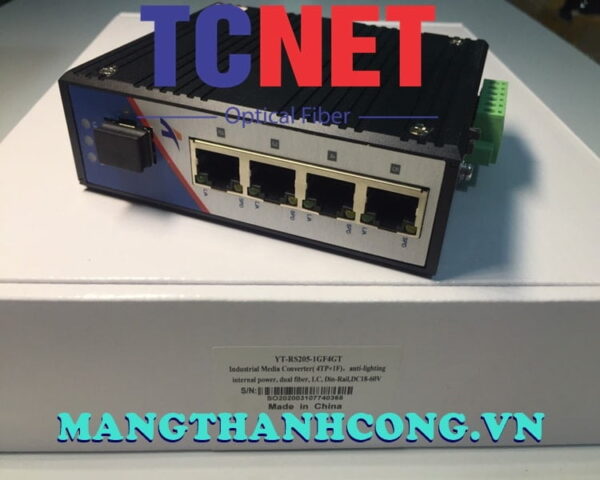 bo chuyen doi cong nghiep wintop yt rs205 1gf4gt bo chuyen doi quang dien 4 cong 101001000base tx 1 cong quang 1000base xsfp gan din nguon dc960v 4