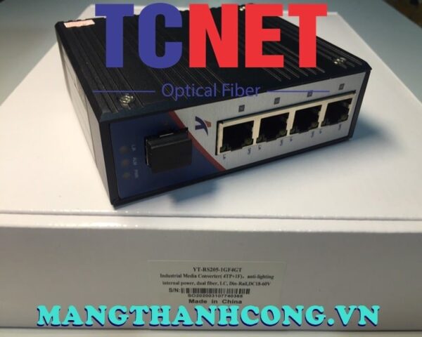 bo chuyen doi cong nghiep wintop yt rs205 1gf4gt bo chuyen doi quang dien 4 cong 101001000base tx 1 cong quang 1000base xsfp gan din nguon dc960v 5