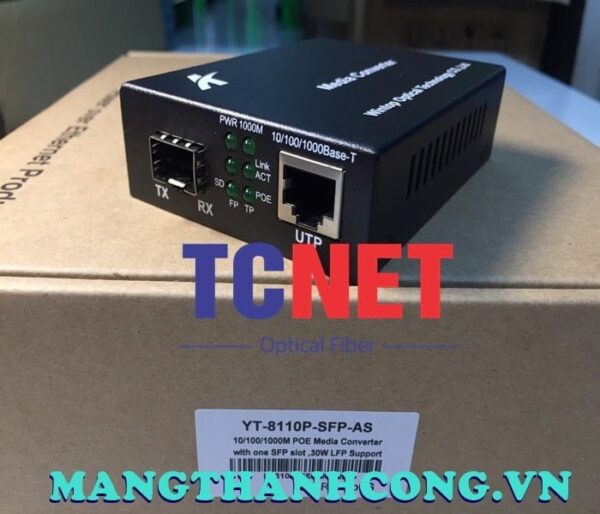 bo chuyen doi quang dien wintop yt 8110p sfp as bo chuyen doi quang dien 1 cong 101001000mbps gigabit ethernet poe 1 cong slot sfp quang ma yt 8110p sfp as 8
