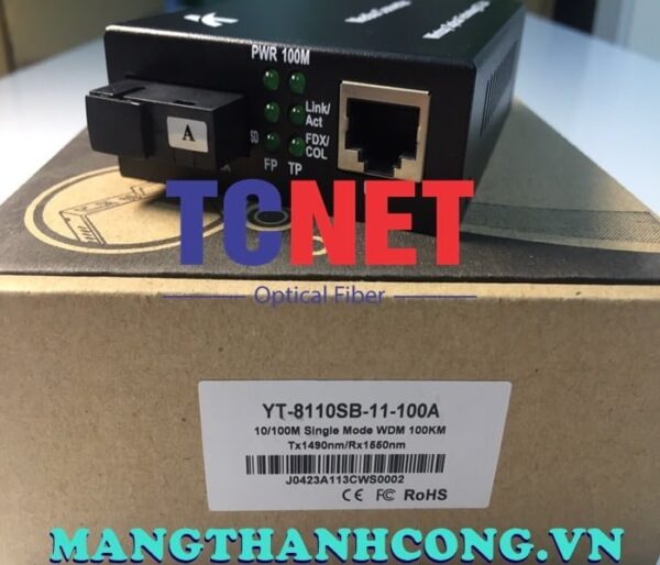 bo chuyen doi quang dien wintop yt 8110sb 11 100a bo chuyen doi quang dien 1 cong 10100mbps fast ethernet 1 soi quang chuan a 1