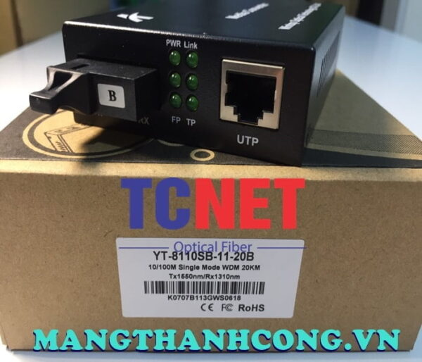 bo chuyen doi quang dien wintop yt 8110sb 11 20b bo chuyen doi quang dien 1 cong 10100mbps fast ethernet 1 soi quang chuan b 4