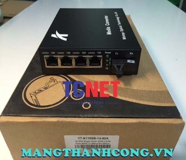 bo chuyen doi quang dien wintop yt 8110sb 14 80a bo chuyen doi quang dien 4 cong 10100mbps fast ethernet 1 soi quang chuan a 1