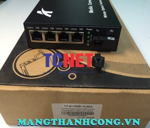 bo chuyen doi quang dien wintop yt 8110sb 14 80a bo chuyen doi quang dien 4 cong 10100mbps fast ethernet 1 soi quang chuan a 4