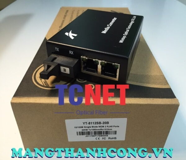 bo chuyen doi quang dien wintop yt 8112sb 20b bo chuyen doi quang dien 2 cong 10100mbps fast ethernet 1 soi quang chuan b