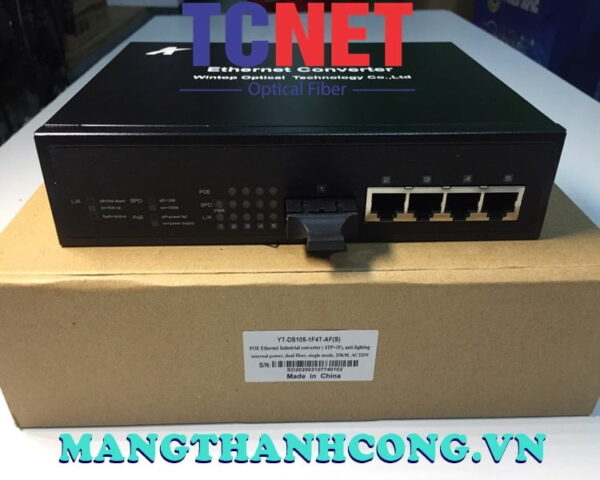 bo chuyen doi switch wintop yt ds105 1f4t af bo chuyen doi switch quang dien poe 4×10100base tx p.s.e.port and 1×100base fx port single mode 20km sc 65watt 2
