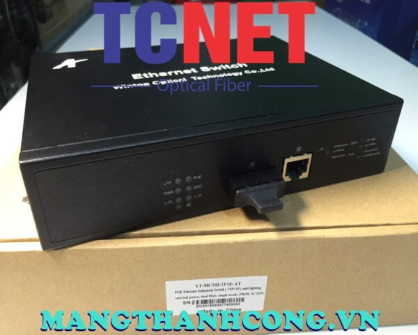 bo chuyen doi switch wintop yt mc102 1f1e at bo chuyen doi switch quang dien poe 1×10100base tx p.s.e.ports and 1×10100base fx port single mode 20km sc 65watt 2