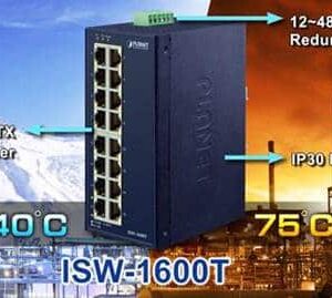 ISW-1600T - Industrial 16-Port 10/100TX Fast Ethernet Switch (-40~75 degrees C)