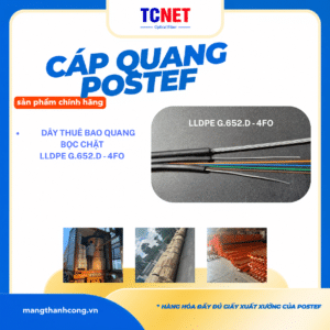 Dây thuê bao quang, đệm chặt 04 sợi đơn mode, LLDPE, G652D FTTX-SQ1
