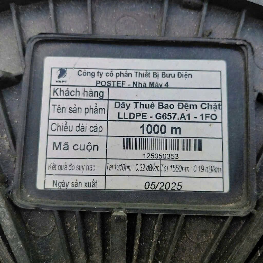 Dây thuê bao quang, đệm chặt 01 sợi đơn mode, LLDPE, G652D 4 Dây thuê bao quang, đệm chặt 01 sợi đơn mode, LLDPE, G652D - Image 4