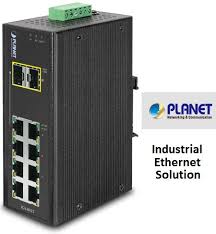 8-Port 10/100/1000Mbps + 2 SFP Shared Industrial Gigabit Switch with Wide Operating Temperature