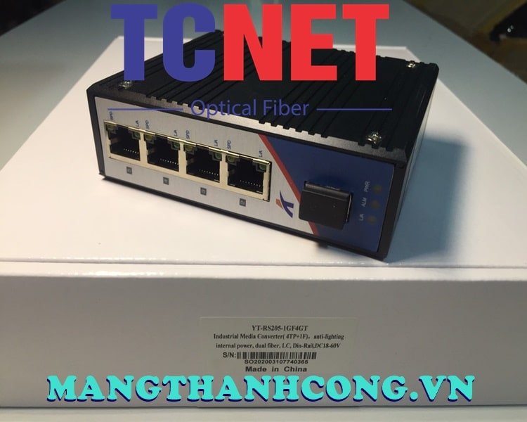 Bộ chuyển đổi công nghiệp WINTOP YT-RS205-1GF4GT | Bộ chuyển đổi quang điện 4 cổng 10/100/1000Base-T(X) + 1 cổng quang 1000Base-X(SFP), gắn DIN, nguồn DC9~60V 25 Bo chuyen doi cong nghiep wintop yt rs205 1gf4gt bo chuyen doi quang dien 4 cong 101001000base tx 1 cong quang 1000base xs...