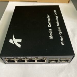 WINTOP Fiber to Ethernet Media Converter YT-8110G-24-SFP-AS | 4-Port 10/100/1000Mbps Gigabit Ethernet to 2 SFP Optical Slot Media Converter YT-8110G-24-SFP-AS