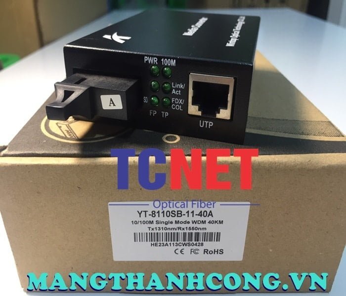 WINTOP Fiber to Ethernet Media Converter YT-8110SB-11-40A | 1-Port 10/100Mbps Fast Ethernet to 1 Single Fiber Standard A Media Converter 10 Bo chuyen doi quang dien wintop yt 8110sb 11 40a bo chuyen doi quang dien 1 cong 10100mbps fast ethernet 1 soi quang chuan...