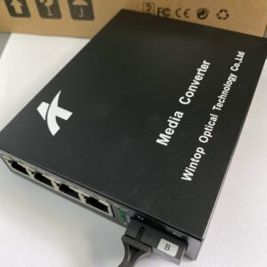 WINTOP Fiber to Ethernet Media Converter YT-8110SB-14-20B | 4-Port 10/100Mbps Fast Ethernet to 1 Single Fiber Standard B Media Converter
