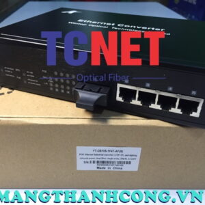 WINTOP Fiber to Ethernet Converter Switch YT-DS105-1F4T-AF | PoE Fiber to Ethernet Converter Switch 4×10/100Base-T(X) P.S.E.port and 1×100Base-F(X) port, Single-mode, 20Km, SC, 65Watt