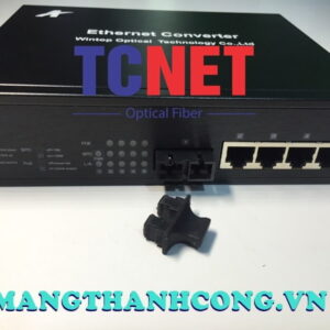 WINTOP Fiber to Ethernet Converter Switch YT-DS105-1F4T-AT | PoE Fiber to Ethernet Converter Switch 4×10/100Base-T(X) P.S.E.port and 1×100Base-F(X) port, Single-mode, 20Km, SC, 120Watt
