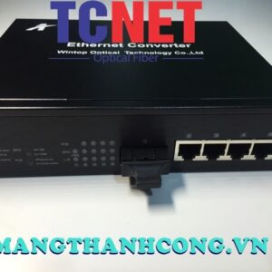 WINTOP Fiber to Ethernet Converter Switch YT-DS105-1GF4T-AF | PoE Fiber to Ethernet Converter Switch 4×10/100Base-T(X) P.S.E.port and 1×1000Base-F(X) port, Single-mode, 20Km, SC, 65Watt