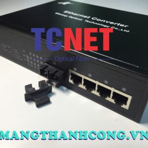 WINTOP Fiber to Ethernet Converter Switch YT-DS105-1GF4T-AT | PoE Fiber to Ethernet Converter Switch 4×10/100Base-T(X) P.S.E.port and 1×1000Base-F(X) port, Single-mode, 20Km, SC, 120Watt