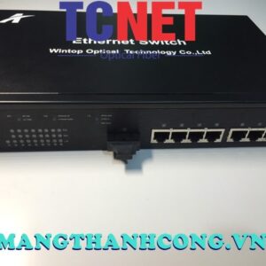 WINTOP Fiber to Ethernet Converter Switch YT-DS109-1GF8T-AT | PoE Fiber to Ethernet Converter Switch 8×10/100Base-T(X) P.S.E.port and 1×1000Base-F(X) port, Single-mode, 20Km, SC, 300Watt
