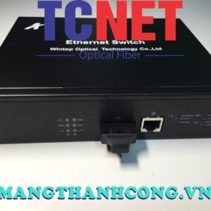 WINTOP Fiber to Ethernet Converter Switch YT-MC102-1F1E-AT | PoE Fiber to Ethernet Converter Switch 1×10/100Base-T(X) P.S.E.ports and 1×10/100Base-F(X) port, Single-mode, 20Km, SC, 65Watt