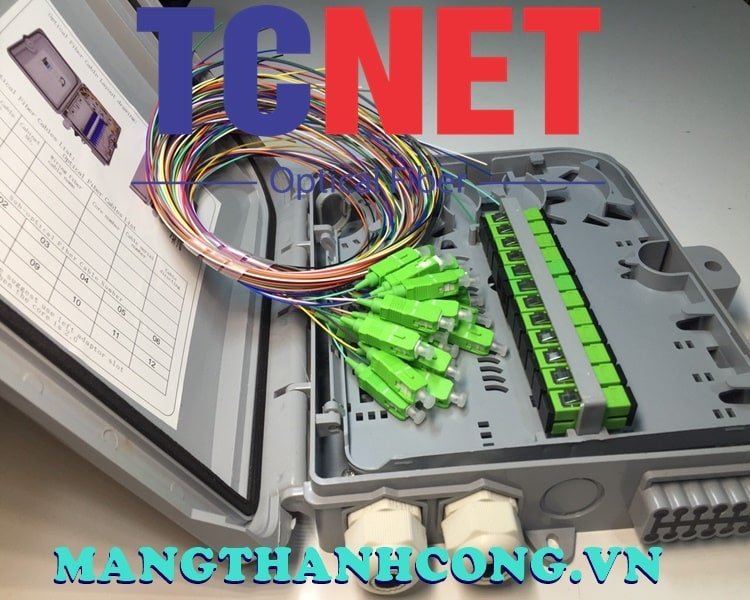 12FO FTTH Optical Distribution Box SC/APC SM 12 Colors Outdoor Plastic 2 Hop phoi quang 12fo ftth scapc sm 12 mau nhua ngoai troi 3.jpg