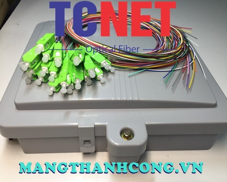 12FO FTTH Optical Distribution Box SC/APC SM 12 Colors Outdoor Plastic 5 Hop phoi quang 12fo ftth scapc sm 12 mau nhua ngoai troi.jpg