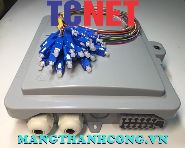 12FO FTTH Optical Distribution Box SC/UPC SM 12 Colors Outdoor Plastic 2 Hop phoi quang 12fo ftth scupc sm 12 mau nhua ngoai troi 2.jpg