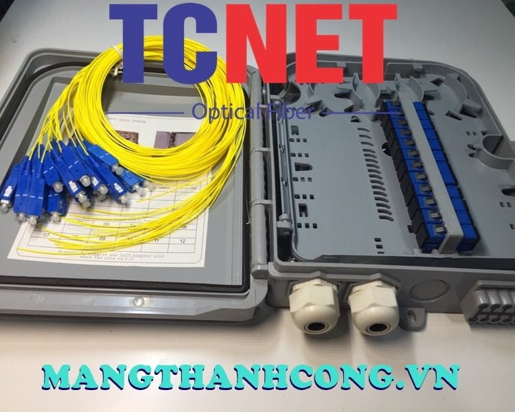 12FO FTTH Optical Distribution Box SC/UPC SM Outdoor Plastic 6 Hop phoi quang 12fo ftth scupc sm nhua ngoai troi.jpg