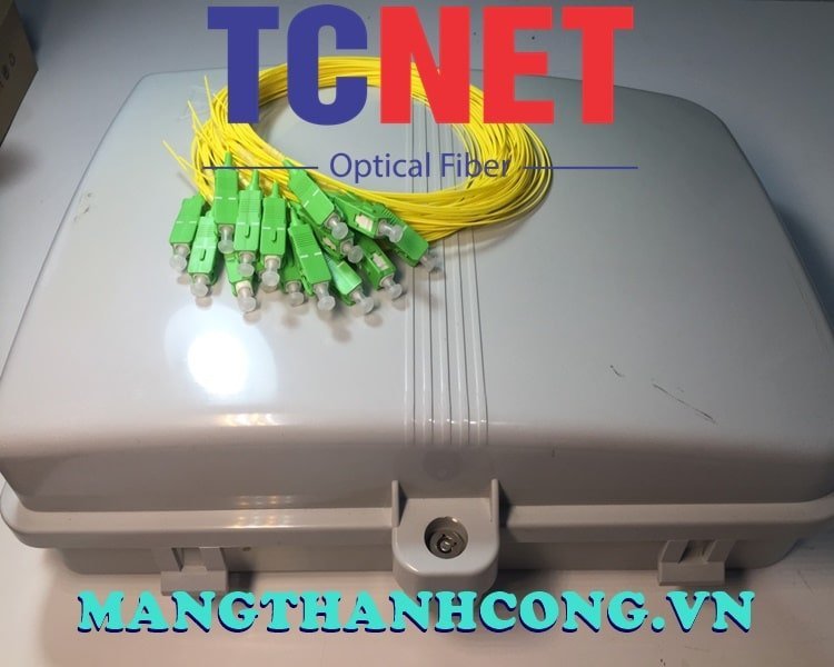 24FO FTTH Optical Distribution Box SC/APC SM White Cream Outdoor Plastic 8 Hop phoi quang 24fo ftth scapc sm trang kem nhua ngoai troi 1.jpg