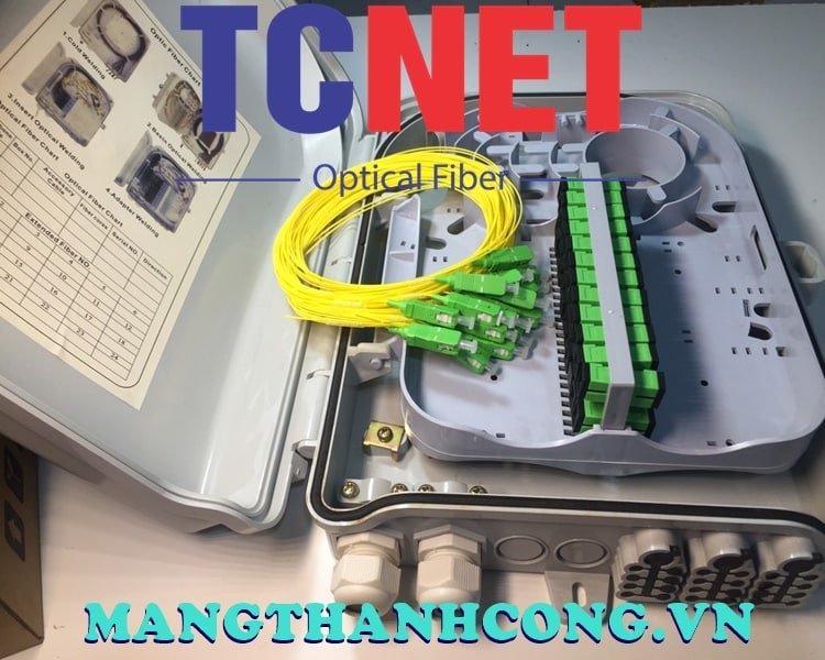 24FO FTTH Optical Distribution Box SC/APC SM White Cream Outdoor Plastic 4 Hop phoi quang 24fo ftth scapc sm trang kem nhua ngoai troi 2.jpg