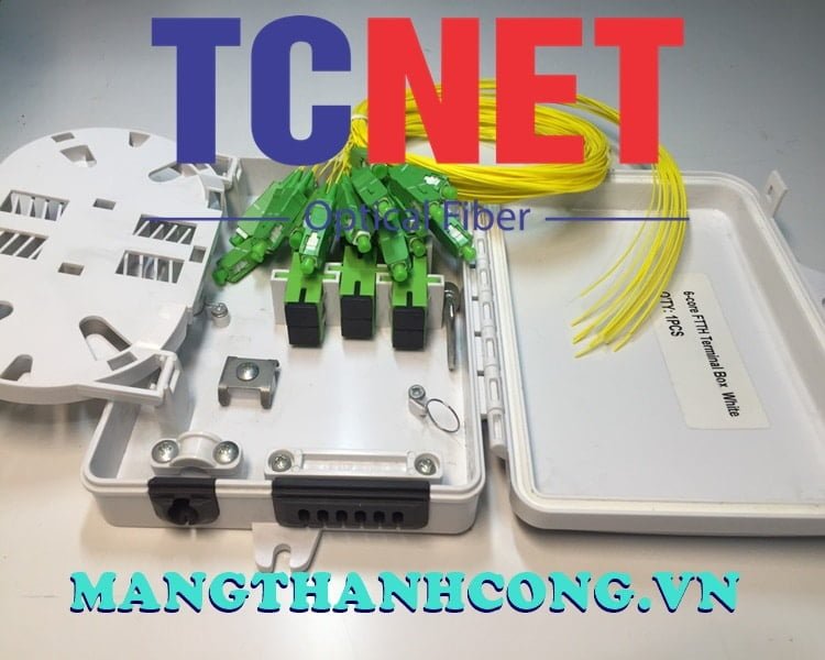 4FO FTTH Optical Distribution Box SC/APC SM White Cream Outdoor Plastic 7 Hop phoi quang 4fo ftth scapc sm trang kem nhua ngoai troi.jpg