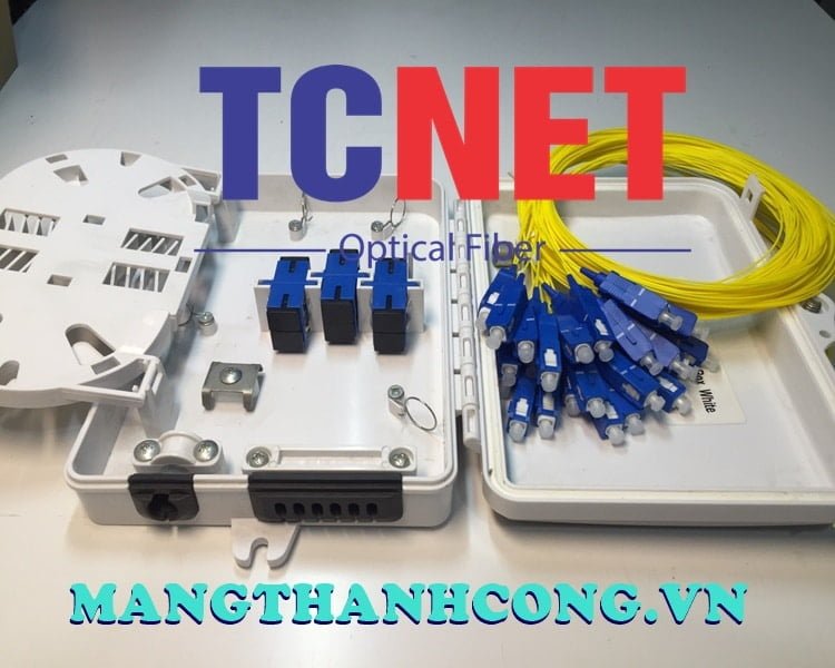 4FO FTTH Optical Distribution Box SC/UPC SM (White Cream) Outdoor Plastic 6 Hop phoi quang 4fo ftth scupc sm trang kem nhua ngoai troi.jpg
