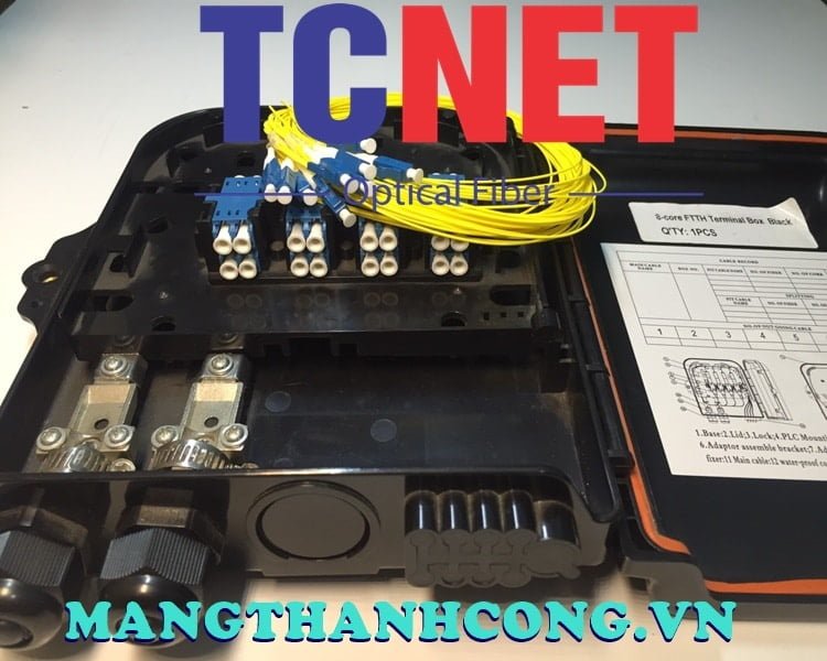 8FO FTTH Optical Distribution Box LC/UPC Duplex SM Black Outdoor Plastic 5 Hop phoi quang 8fo ftth lcupc duplex sm mau den nhua ngoai troi 1.jpg