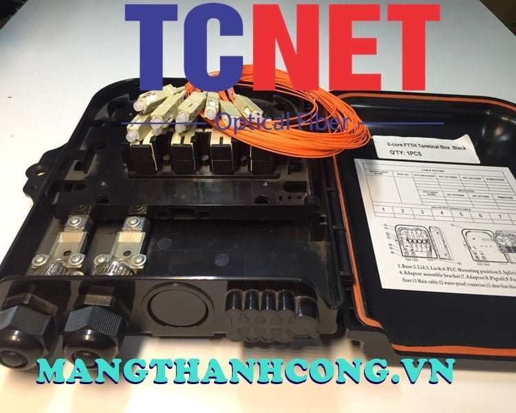 8FO FTTH Optical Distribution Box SC OM2 Black Outdoor Plastic 5 Hop phoi quang 8fo ftth sc om2 mau den nhua ngoai troi 1.jpg