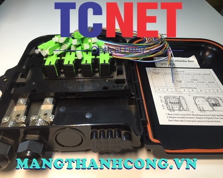8FO FTTH Optical Distribution Box SC/APC 12 Colors SM Black Outdoor Plastic 5 Hop phoi quang 8fo ftth scapc 12 mau sm mau den nhua ngoai troi 2.jpg