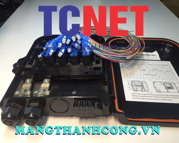 8FO FTTH Optical Distribution Box SC/UPC 12 Colors SM Black Outdoor Plastic 5 Hop phoi quang 8fo ftth scupc 12 mau sm mau den nhua ngoai troi 5.jpg