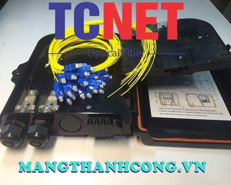 8FO FTTH Optical Distribution Box SC/UPC SM Black Outdoor Plastic 6 Hop phoi quang 8fo ftth scupc sm mau den nhua ngoai troi 5.jpg