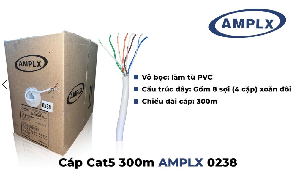 Cáp Cat5 300m 0238 AMPLX (BC-N) 1 Cáp Cat5 300m 0238 AMPLX (BC-N)