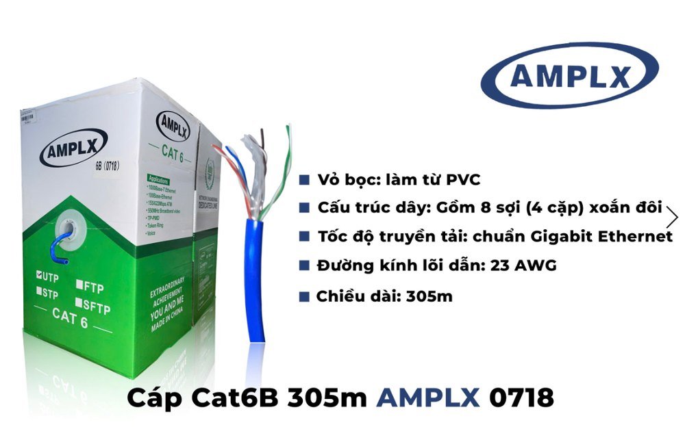 Cáp Cat6B 300m 0718 AMPLX 1 Cáp Cat6B 300m 0718 AMPLX