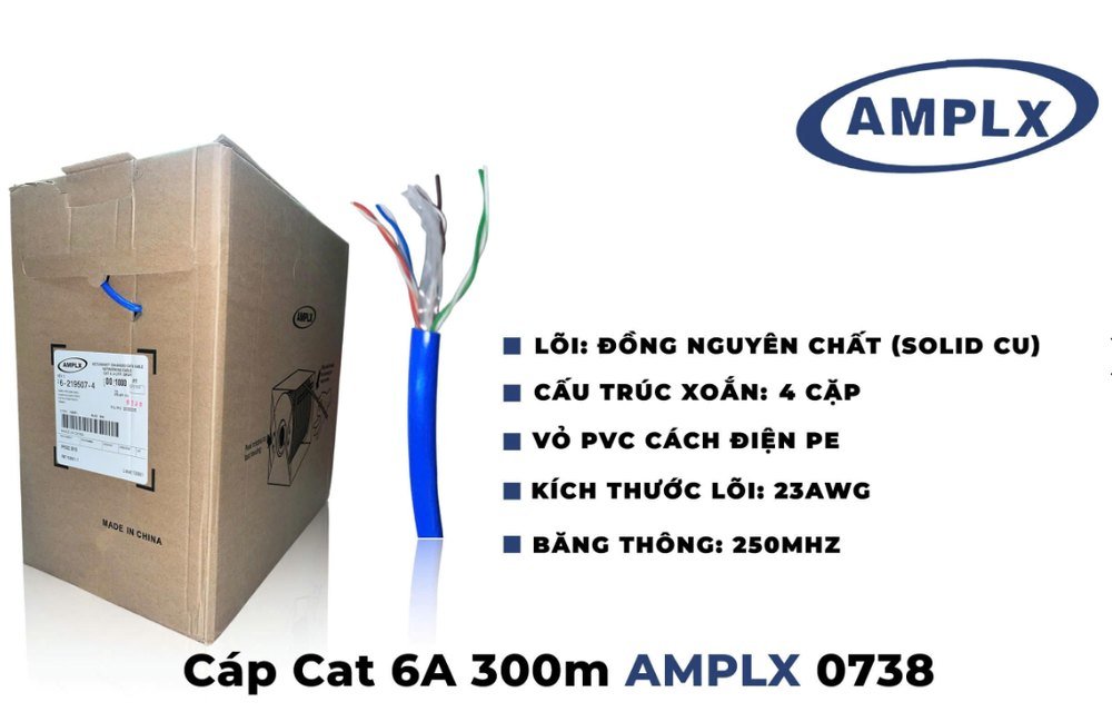 Cáp Cat6A 300m 0738 BB gỗ AMPLX 1 Cáp Cat6A 300m 0738 BB gỗ AMPLX