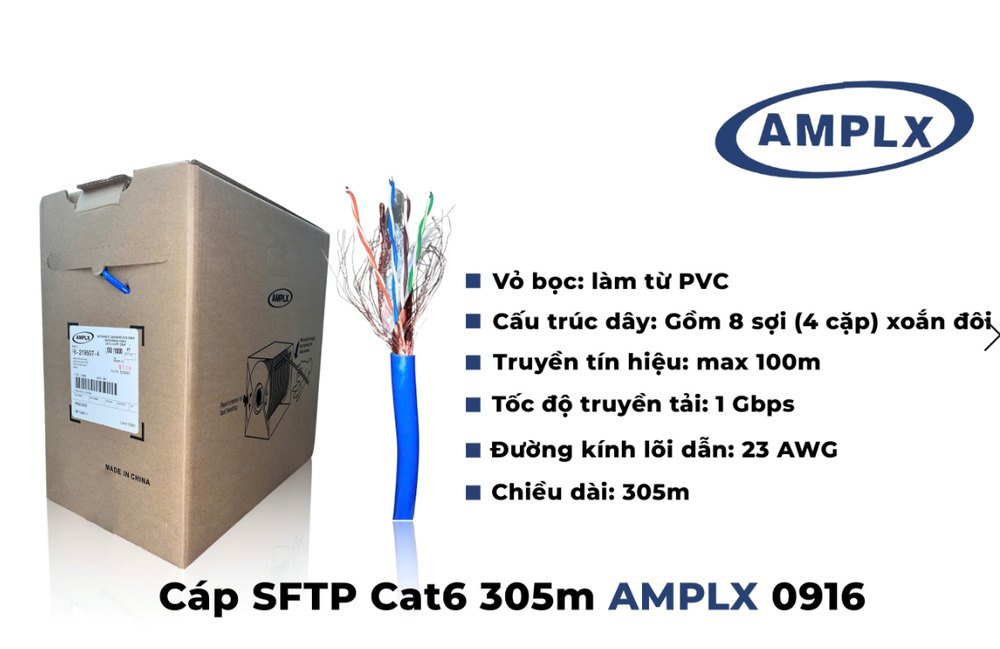 Cáp SFTP Cat6 300m 0916 AMPLX MỚI 1 Cáp SFTP Cat6 300m 0916 AMPLX MỚI