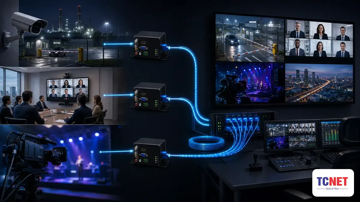 Ứng dụng thực tế của bộ chuyển đổi quang audio/video — bộ chuyển đổi quang - audio/video: truyền tín hiệu av qua cáp quang