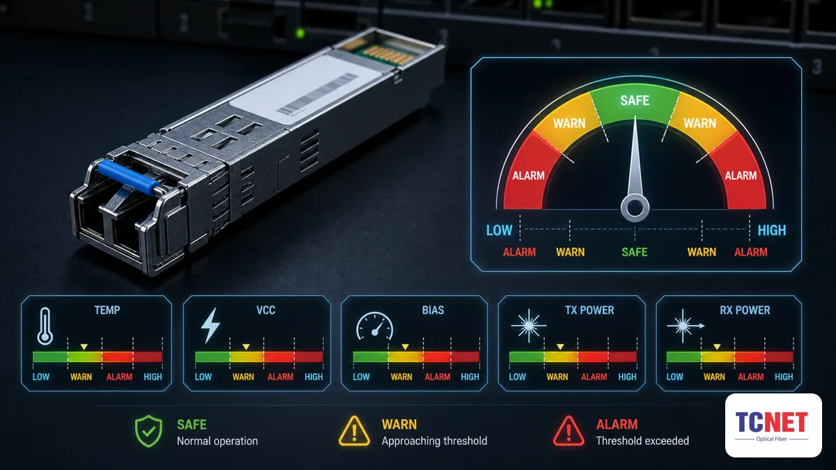 Hiểu ngưỡng Warning và Alarm (high/low) — cách đọc thông số dom trên sfp