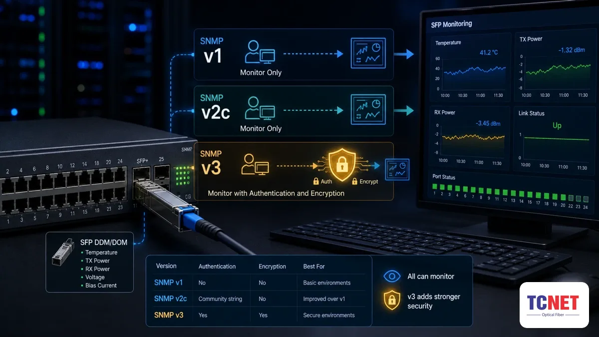 Giám sát SFP qua SNMP như thế nào trong hệ thống mạng 12 Vai trò của SNMP v1, v2c và v3 — giám sát sfp qua snmp