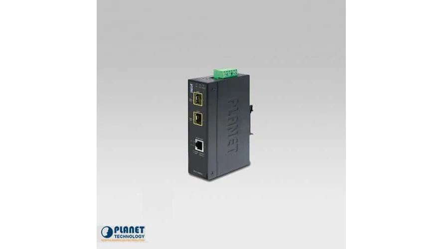 Chọn converter quang DIN-rail cho tủ điện nhà máy 9 Converter quang công nghiệp Planet IGT-1205AT vỏ kim loại gắn DIN-rail, 2 khe SFP
