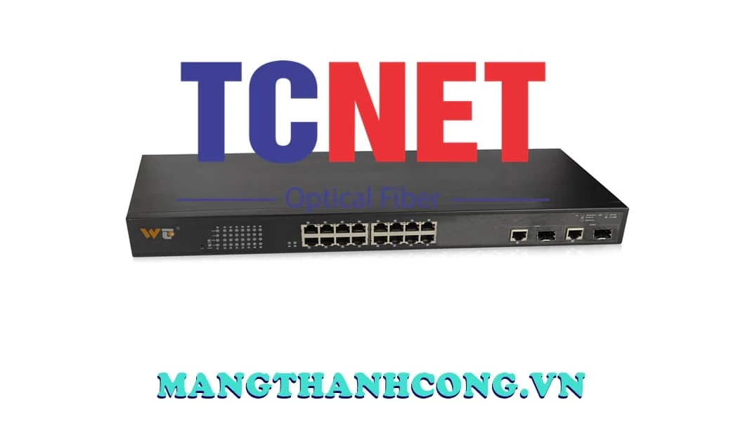 Converter quang PoE cho camera IP: cách chọn công suất và sơ đồ đấu nối 13 Switch quang PoE Wintop YT-CS1018-2GF2GT16T-AF 16 cổng PoE và 2 cổng combo SFP